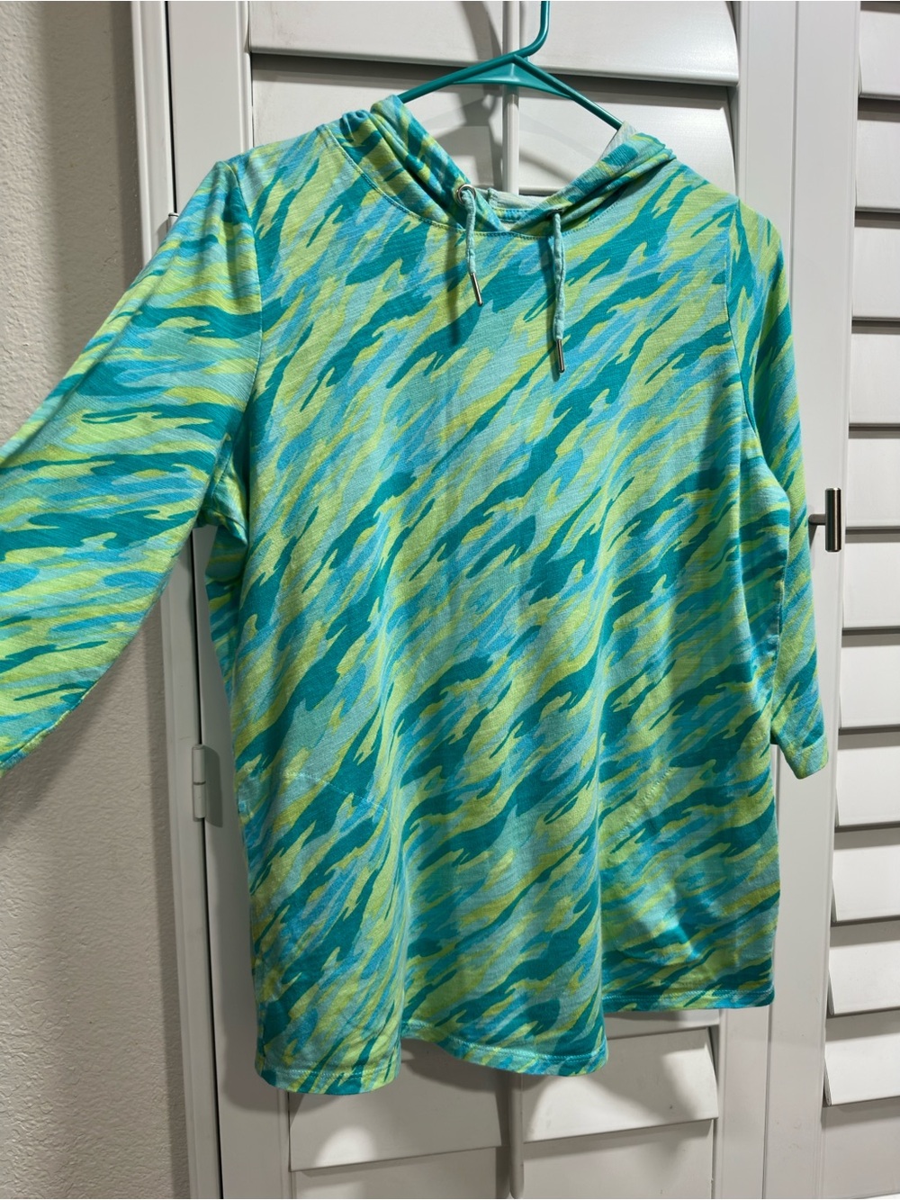 Belle Aqua & Lime Tie-Dye Hooded Top